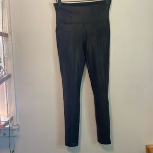 SPANX Black Faux Leather High Waist Leggings Size Medium